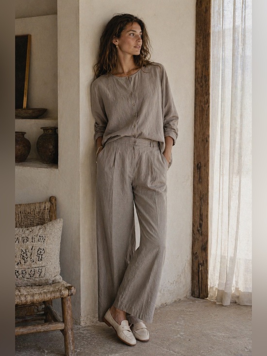 Eileen Fisher Pants - Eileen F Silk & Linen Set 2pc